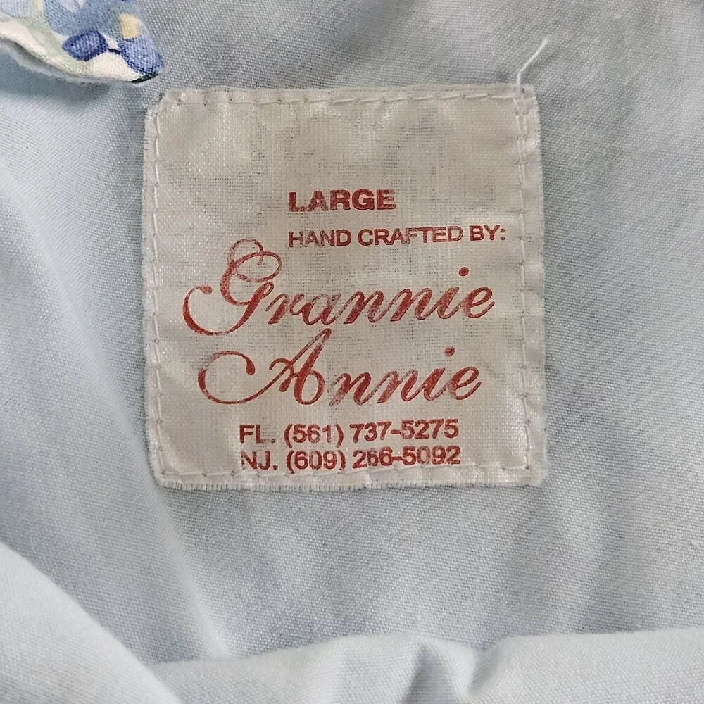 Vtg Handmade Grannie Annie Blue Floral Girls Floral Dress Size Large Sundress